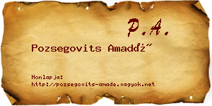 Pozsegovits Amadé névjegykártya